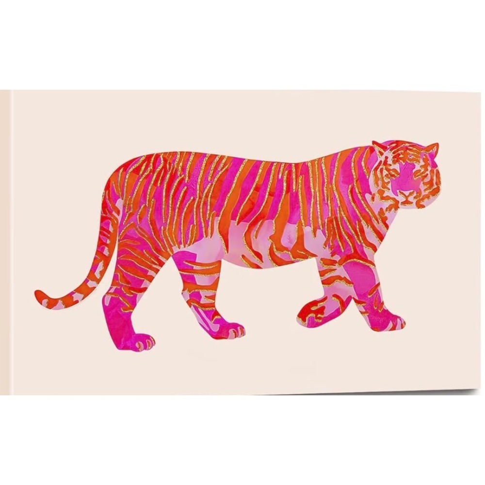 QMV Pink Orange Tiger Canvas Poster Wall Art Preppy Y2K Decor Unframed 16x24